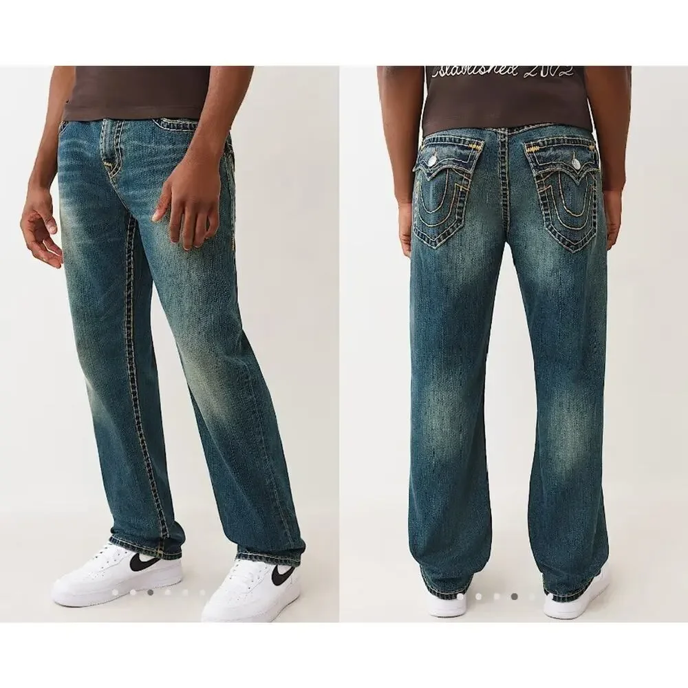 True Religion Jeans Bobby Super T Men's 33x34 Dark Wash Thick Stitch USA